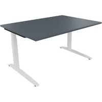 Soennecken Schreibtisch All in One, manuell höhenverstellbar, 65-85cm (H), 140x100cm (BxT), rechteckig, lavagrau / weiß 4003969071643 Soenn
