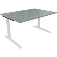 Soennecken Schreibtisch All in One, manuell höhenverstellbar, 65-85cm (H), 140x100cm (BxT), rechteckig, beton hell / weiß 4003969071582 Soe
