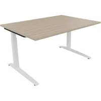 Soennecken Schreibtisch All in One, manuell höhenverstellbar, 65-85cm (H), 140x100cm (BxT), rechteckig, eiche natur / weiß 4003969071667 So