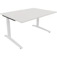 Soennecken Schreibtisch All in One, manuell höhenverstellbar, 65-85cm (H), 140x100cm (BxT), rechteckig, weiß / weiß 4003969071674 Soennecke