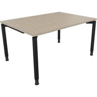 Soennecken Schreibtisch All in One, manuell höhenverstellbar, 68-82cm (H), 140x100cm (BxT), rechteckig, eiche natur / anthrazit metallic 40