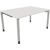 Soennecken Schreibtisch All in One, manuell höhenverstellbar, 68-82cm (H), 140x100cm (BxT), rechteckig, weiß / silberaluminium 400396908059