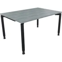Soennecken Schreibtisch All in One, manuell höhenverstellbar, 68-82cm (H), 140x100cm (BxT), rechteckig, beton hell / anthrazit metallic 400
