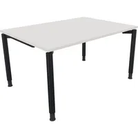 Soennecken Schreibtisch All in One, manuell höhenverstellbar, 68-82cm (H), 140x100cm (BxT), rechteckig, weiß / anthrazit metallic 400396908