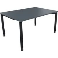 Soennecken Schreibtisch All in One, manuell höhenverstellbar, 68-82cm (H), 140x100cm (BxT), rechteckig, lavagrau / anthrazit metallic 40039