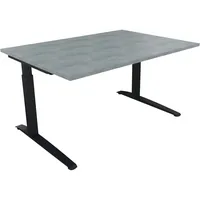 Soennecken Schreibtisch All in One, manuell höhenverstellbar, 65-85cm (H), 140x100cm (BxT), rechteckig, beton hell / anthrazit metallic 400
