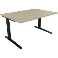 Soennecken Schreibtisch All in One, manuell höhenverstellbar, 65-85cm (H), 140x100cm (BxT), rechteckig, eiche natur / anthrazit metallic 40