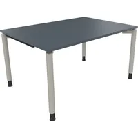 Soennecken Schreibtisch All in One, manuell höhenverstellbar, 68-82cm (H), 140x100cm (BxT), rechteckig, lavagrau / silberaluminium 40039690