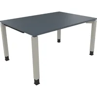 Soennecken Schreibtisch All in One, manuell höhenverstellbar, 68-82cm (H), 140x100cm (BxT), rechteckig, lavagrau / silberaluminium 40039690