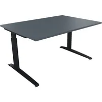 Soennecken Schreibtisch All in One, manuell höhenverstellbar, 65-85cm (H), 140x100cm (BxT), rechteckig, lavagrau / anthrazit metallic 40039