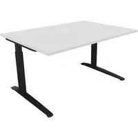 Soennecken Schreibtisch All in One, manuell höhenverstellbar, 65-85cm (H), 140x100cm (BxT), rechteckig, weiß / anthrazit metallic 400396907
