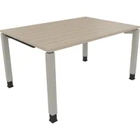Soennecken Schreibtisch All in One, manuell höhenverstellbar, 68-82cm (H), 140x100cm (BxT), rechteckig, eiche natur / silberaluminium 40039