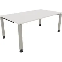 Soennecken Schreibtisch All in One, manuell höhenverstellbar, 68-82cm (H), 140x100cm (BxT), rechteckig, weiß / silberaluminium 400396907610