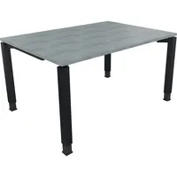 Soennecken Schreibtisch All in One, manuell höhenverstellbar, 68-82cm (H), 140x100cm (BxT), rechteckig, beton hell / anthrazit metallic 400