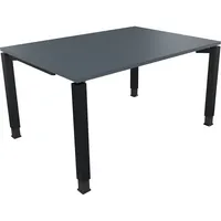 Soennecken Schreibtisch All in One, manuell höhenverstellbar, 68-82cm (H), 140x100cm (BxT), rechteckig, lavagrau / anthrazit metallic 40039