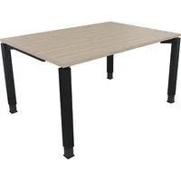 Soennecken Schreibtisch All in One, manuell höhenverstellbar, 68-82cm (H), 140x100cm (BxT), rechteckig, eiche natur / anthrazit metallic 40
