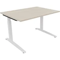 Soennecken Schreibtisch All in One, manuell höhenverstellbar, 65-85cm (H), 120x90cm (BxT), rechteckig, akazie hell / weiß 4003969071865 Soe