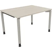 Soennecken Schreibtisch All in One, manuell höhenverstellbar, 68-82cm (H), 120x90cm (BxT), rechteckig, akazie hell / silberaluminium 400396