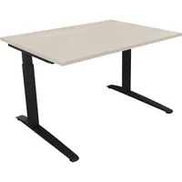 Soennecken Schreibtisch All in One, manuell höhenverstellbar, 65-85cm (H), 120x90cm (BxT), rechteckig, akazie hell / anthrazit metallic 400