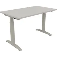 Soennecken Schreibtisch All in One, manuell höhenverstellbar, 65-85cm (H), 120x70cm (BxT), rechteckig, lichtgrau / silberaluminium 40039690