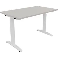 Soennecken Schreibtisch All in One, manuell höhenverstellbar, 65-85cm (H), 120x70cm (BxT), rechteckig, lichtgrau / weiß 4003969071537 Soenn