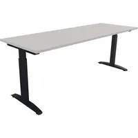 Soennecken Schreibtisch All in One, manuell höhenverstellbar, 65-85cm (H), 120x70cm (BxT), rechteckig, lichtgrau / anthrazit metallic 40039