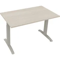 Soennecken Schreibtisch All in One, manuell höhenverstellbar, 65-85cm (H), 120x70cm (BxT), rechteckig, akazie hell / silberaluminium 400396