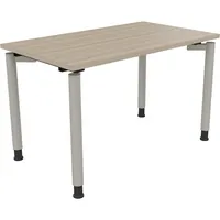 Soennecken Schreibtisch All in One, manuell höhenverstellbar, 68-82cm (H), 120x70cm (BxT), rechteckig, eiche natur / silberaluminium 400396
