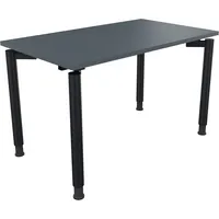 Soennecken Schreibtisch All in One, manuell höhenverstellbar, 68-82cm (H), 120x70cm (BxT), rechteckig, lavagrau / anthrazit metallic 400396