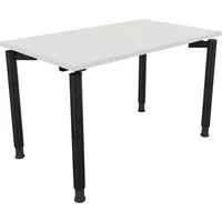 Schreibtisch all in one 1.200 x 680-820 x 700 mm (B x H x T) Vierfuß Rundrohr diamant weiß