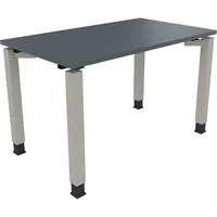 Soennecken Schreibtisch All in One, manuell höhenverstellbar, 68-82cm (H), 120x70cm (BxT), rechteckig, lavagrau / silberaluminium 400396907