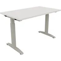 Soennecken Schreibtisch All in One, manuell höhenverstellbar, 65-85cm (H), 120x70cm (BxT), rechteckig, weiß / silberaluminium 4003969071438