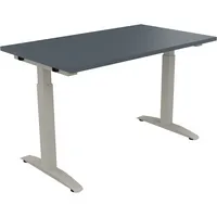 Soennecken Schreibtisch All in One, manuell höhenverstellbar, 65-85cm (H), 120x70cm (BxT), rechteckig, lavagrau / silberaluminium 400396907