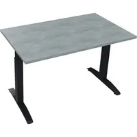 Soennecken Schreibtisch All in One, manuell höhenverstellbar, 65-85cm (H), 120x70cm (BxT), rechteckig, beton hell / anthrazit metallic 4003