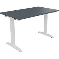 Soennecken Schreibtisch All in One, manuell höhenverstellbar, 65-85cm (H), 120x70cm (BxT), rechteckig, lavagrau / weiß 4003969071483 Soenne