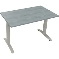 Soennecken Schreibtisch All in One, manuell höhenverstellbar, 65-85cm (H), 120x70cm (BxT), rechteckig, beton hell / silberaluminium 4003969