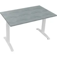 Soennecken Schreibtisch All in One, manuell höhenverstellbar, 65-85cm (H), 120x70cm (BxT), rechteckig, beton hell / weiß 4003969071544 Soen
