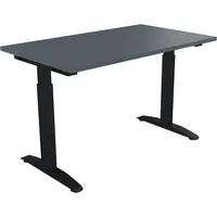 Soennecken Schreibtisch All in One, manuell höhenverstellbar, 65-85cm (H), 120x70cm (BxT), rechteckig, lavagrau / anthrazit metallic 400396