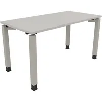 Soennecken Schreibtisch All in One, manuell höhenverstellbar, 68-82cm (H), 140x70cm (BxT), rechteckig, lichtgrau / silberaluminium 40039690
