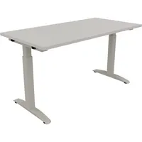 Soennecken Schreibtisch All in One, manuell höhenverstellbar, 65-85cm (H), 140x70cm (BxT), rechteckig, lichtgrau / silberaluminium 40039690