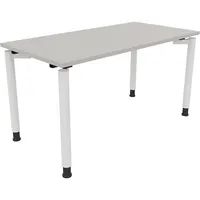 Soennecken Schreibtisch All in One, manuell höhenverstellbar, 68-82cm (H), 140x70cm (BxT), rechteckig, lichtgrau / weiß 4003969080805 Soenn