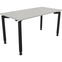 Soennecken Schreibtisch All in One, manuell höhenverstellbar, 68-82cm (H), 140x70cm (BxT), rechteckig, lichtgrau / anthrazit metallic 40039