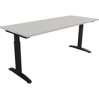 Soennecken Schreibtisch All in One, manuell höhenverstellbar, 65-85cm (H), 140x70cm (BxT), rechteckig, lichtgrau / anthrazit metallic 40039