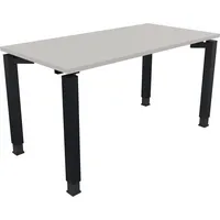 Soennecken Schreibtisch All in One, manuell höhenverstellbar, 68-82cm (H), 140x70cm (BxT), rechteckig, lichtgrau / anthrazit metallic 40039