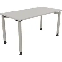 Soennecken Schreibtisch All in One, manuell höhenverstellbar, 68-82cm (H), 140x70cm (BxT), rechteckig, lichtgrau / silberaluminium 40039690