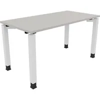 Soennecken Schreibtisch All in One, manuell höhenverstellbar, 68-82cm (H), 140x70cm (BxT), rechteckig, lichtgrau / weiß 4003969076198 Soenn