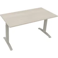 Soennecken Schreibtisch All in One, manuell höhenverstellbar, 65-85cm (H), 140x70cm (BxT), rechteckig, akazie hell / silberaluminium 400396