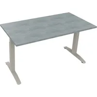 Soennecken Schreibtisch All in One, manuell höhenverstellbar, 65-85cm (H), 140x70cm (BxT), rechteckig, beton hell / silberaluminium 4003969