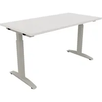 Soennecken Schreibtisch All in One, manuell höhenverstellbar, 65-85cm (H), 140x70cm (BxT), rechteckig, weiß / silberaluminium 4003969072053