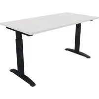 Soennecken Schreibtisch All in One, manuell höhenverstellbar, 65-85cm (H), 140x70cm (BxT), rechteckig, weiß / anthrazit metallic 4003969072